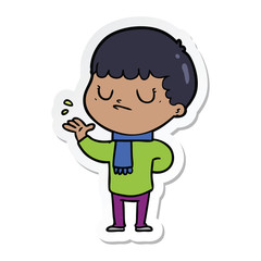 sticker of a cartoon grumpy boy