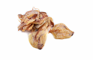 Dried squid isolated on white background