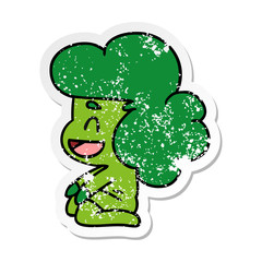 distressed sticker cartoon of a kawaii alien girl