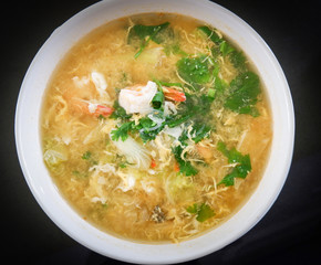 Suki in broth / sukiyaki bowl with shrimp pork vegetable