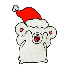 christmas textured cartoon of kawaii polar bear
