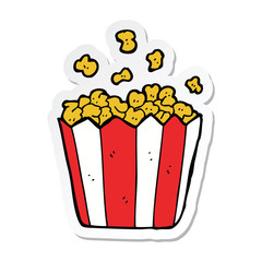 sticker of a cartoon popcorn