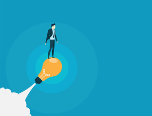 businessman stand a light blub