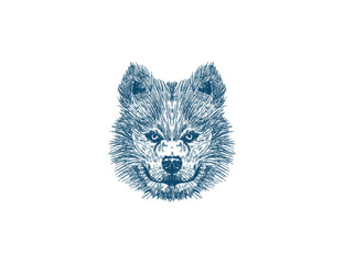 dog head hand drawn illustration