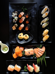 Raw seafood sashimi set.