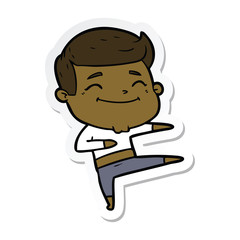 sticker of a happy cartoon man dancing