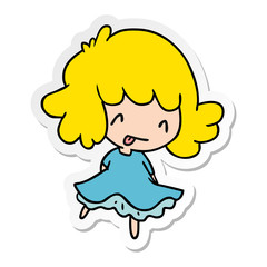 sticker cartoon of a cute kawaii girl