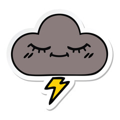 sticker of a cute cartoon storm cloud