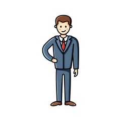 Business man flat icon. Clip art piece. Infographic element. Vector character