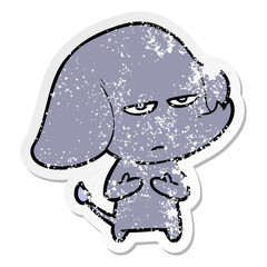 distressed sticker of a annoyed cartoon elephant