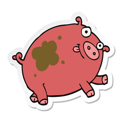 sticker of a cartoon pig