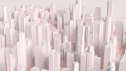 Business downtown and skyscrapers tower. 3d rendering.