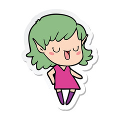 sticker of a cartoon elf girl