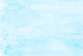 Obraz premium Light turquoise color hand drawn frame illustration. Grunge ink wet effect sky blue shades watercolor background. Aquarelle paint paper texture canvas for vintage text design, retro card, template