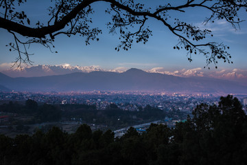 Kathmandu valley on tree frame