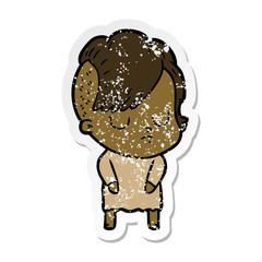 distressed sticker of a cartoon woman
