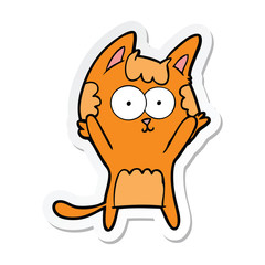 sticker of a happy cartoon cat