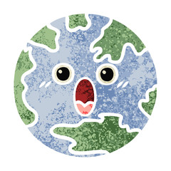 retro illustration style cartoon planet earth