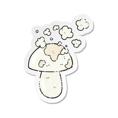 retro distressed sticker of a cartoon mushroom