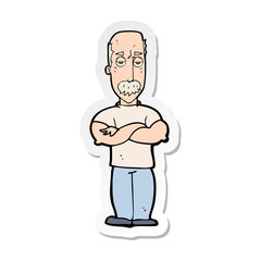 sticker of a cartoon angry man with mustache