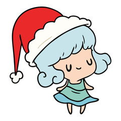 christmas cartoon of kawaii girl