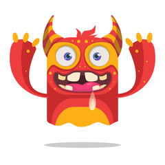 Cute cartoon monster. Halloween vector monster character - Illustration