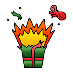 quirky gradient shaded cartoon of an explosive present