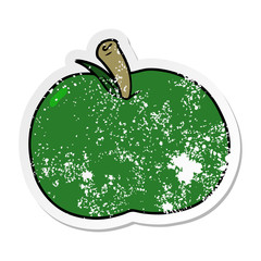 distressed sticker of a cartoon apple
