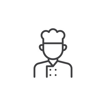 Cook man uniform line icon. linear style sign for mobile concept and web design. Male chef outline vector icon. Faceless people avatar symbol, logo illustration. Pixel perfect vector graphics
