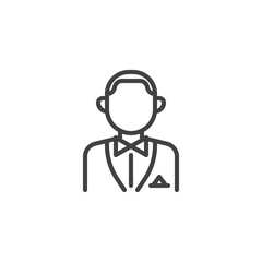 Croupier person line icon. linear style sign for mobile concept and web design. Casino worker outline vector icon. Faceless people avatar symbol, logo illustration. Pixel perfect vector graphics