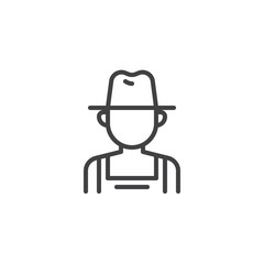 Farmer man line icon. linear style sign for mobile concept and web design. Gardener worker outline vector icon. Faceless people avatar symbol, logo illustration. Pixel perfect vector graphics