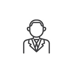 Man in suit with necktie line icon. linear style sign for mobile concept and web design. Businessman outline vector icon. Faceless people avatar symbol logo illustration. Pixel perfect vector graphics