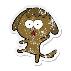 distressed sticker of a cute cartoon dog