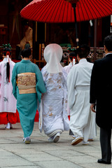 Fototapeta premium Shinto wedding at Yasaka shrine in Kyoto, Japan
