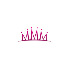 letter m and crown shape logo template vector design illustration.