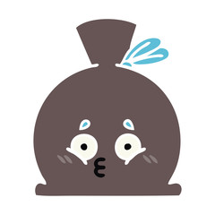 flat color retro cartoon sack