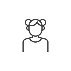 Girl avatar line icon. linear style sign for mobile concept and web design. Young Lady outline vector icon. Faceless people avatar symbol, logo illustration. Pixel perfect vector graphics