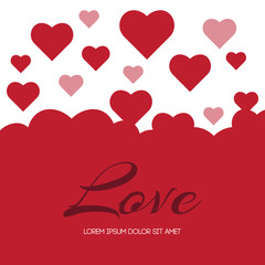 Valentine's Day Simple background design with lots of flying hearts and 