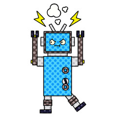 comic book style cartoon robot