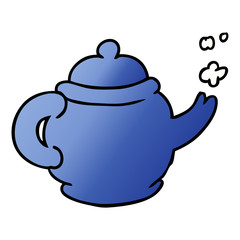 gradient cartoon doodle of a blue tea pot