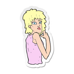 sticker of a cartoon surprised woman
