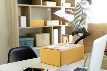 young woman work in back office