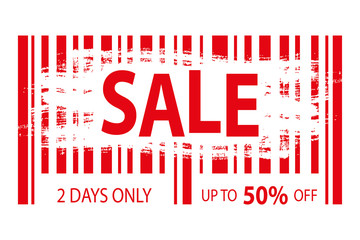 Barcode with Hand drawn brush and SALE text,card or banner template