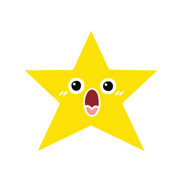 flat color retro cartoon gold star