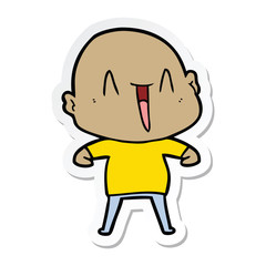 sticker of a happy cartoon bald man