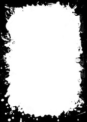 Ink and Splatter Decorative Black & White Photo Frame. Type Text Inside, Use as Overlay or for Layer / Clipping Mask