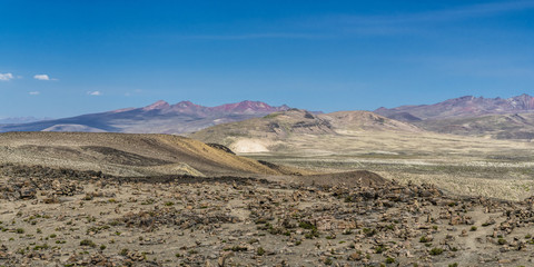 Stone pyramids on the mountain pass.