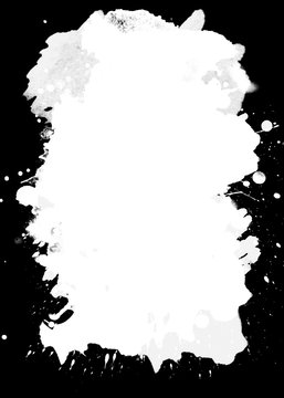 Ink and Splatter Decorative Black & White Photo Frame. Type Text Inside, Use as Overlay or for Layer / Clipping Mask