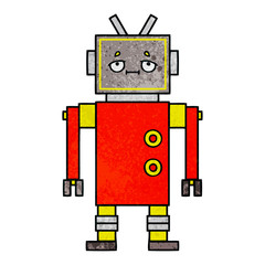 retro grunge texture cartoon robot