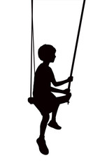 a boy swinging, silhouette vector